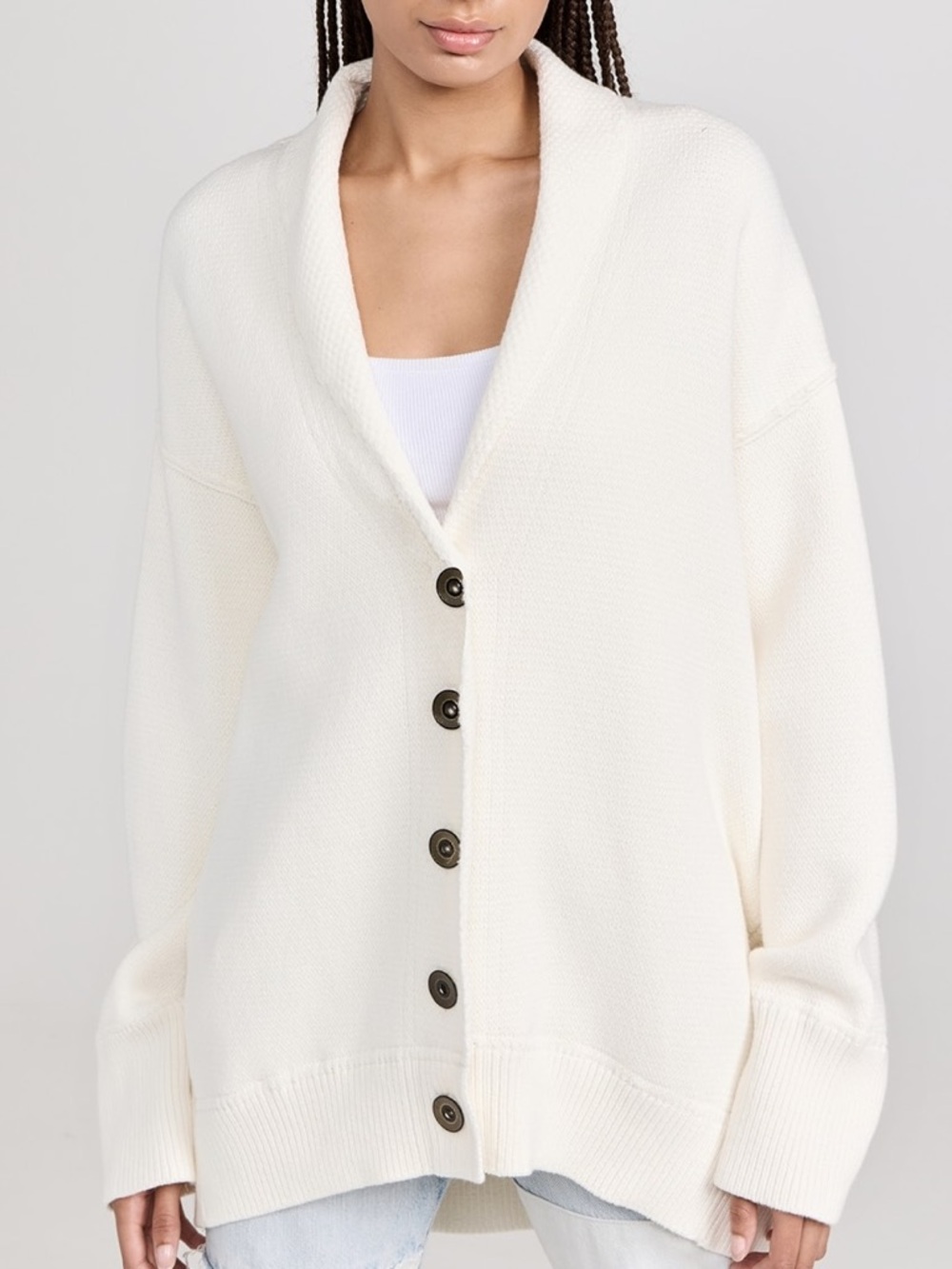 Free People Chamomile Cardigan - Ivory Button Front Cardigan